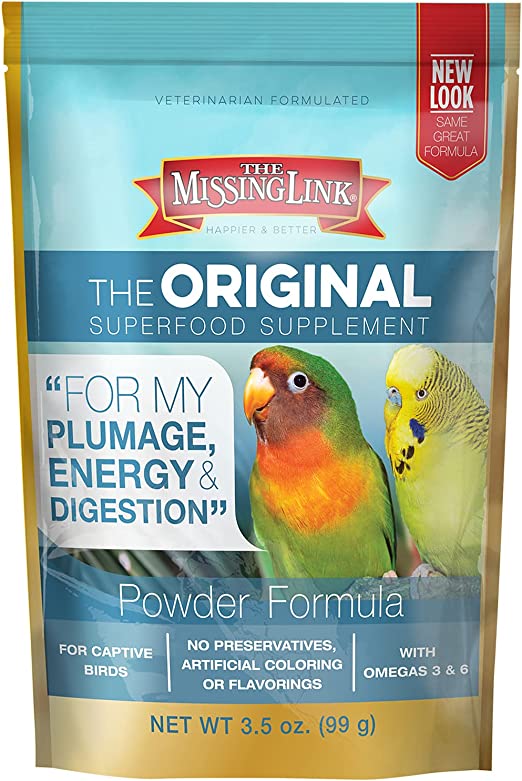The Missing Link Original Veterinarian Formulated Captive Bird Superfood Supplement Powder - for Plumage, Energy & Digestion - Avian 3.5oz